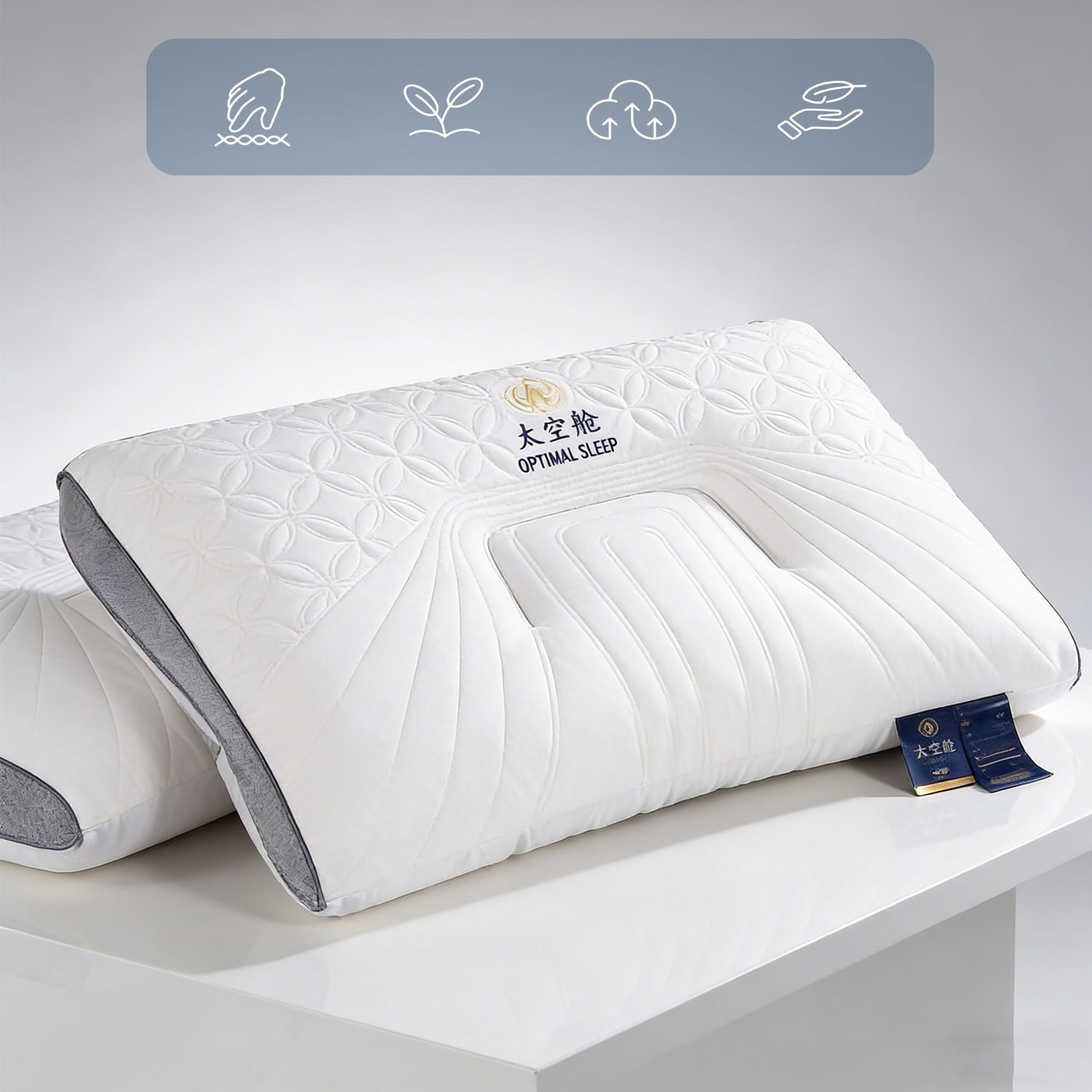 Decorative Plump 2-Pack Space Capsule Bed Pillow (29.13" x 18.9") - Plush and Supportive - Decorative Throw Pillow Cushion for Sofa & Bed Detail