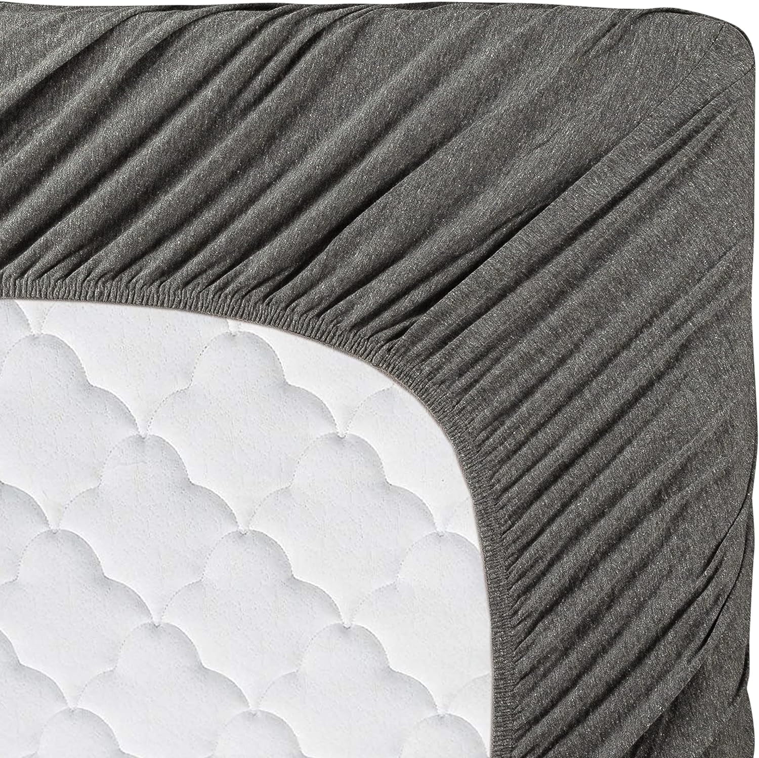Premium Egyptian Cotton Jersey Sheet Set - 4 Pieces Queen Cotton Sheets Set - Stretchable Ultrasoft Luxury Knit Bed Linen (Dark Gray, Queen) - Luxury Bed Sheet Set with Deep Pockets Detail
