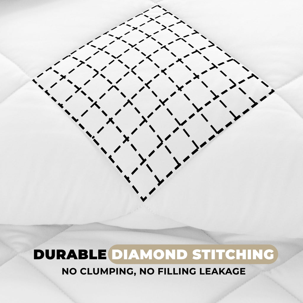 Hypoallergenic Cloud Lux Decor All-Season Comforter Sets Twin Size 2 PC, Reversible Bedding Set with Diamond Quilted Design Comforter and ... - All-Season Down Alternative Comforter Insert Detail