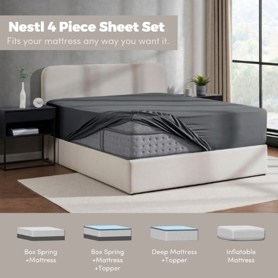 Wrinkle-Resistant Queen Sheets Set, 1800 Series 4 Piece Sheets , Luxury Soft Microfiber Queen Size Bed Sheets Set, Gray - Cooling Hotel Quality Bedding Sheets and Pillowcases Detail