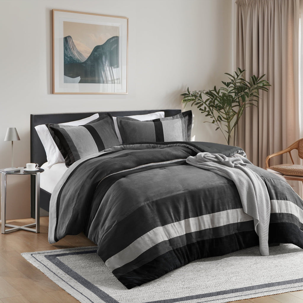 Fluffy Down Alternative Twin/Twin XL Comforter Set Black, 2 Pieces Faux Suede Comforters Twin/Twin XL Size, Pieced Bedding Comforters Sets, C... - Cloud-Like Soft Lightweight Bed Comforter Detail
