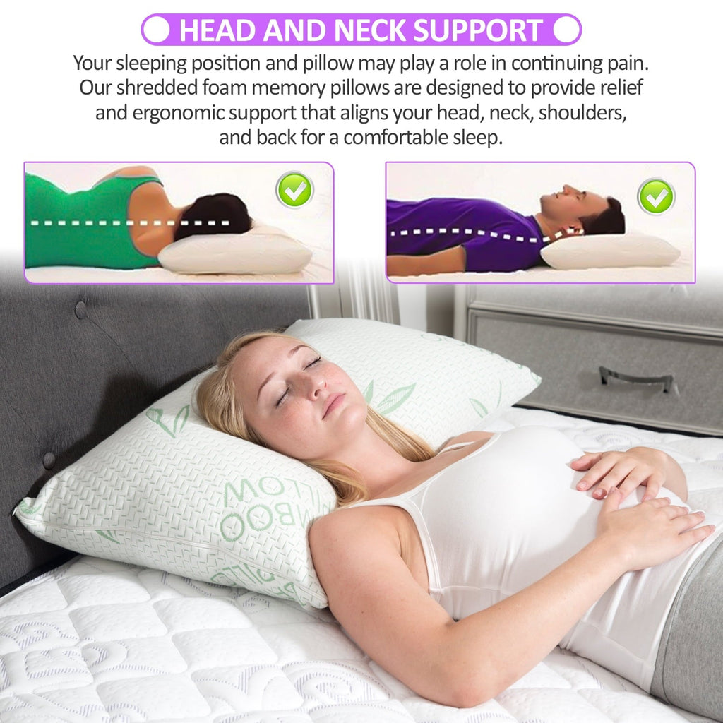 Hotel Collection King Size Pillow, Memory Foam Bed Pillows with Washable Pillowcases, King - Ergonomic Memory Foam Pillow for Neck Pain Support Detail