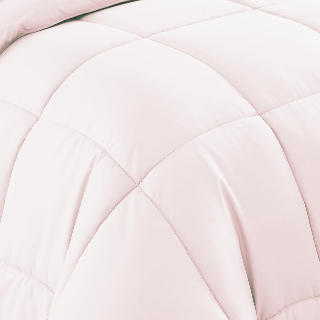 Heavyweight Warmth Supreme 7 Piece Bed-In-A-Bag All Season Solid Comforter & Sheet Set, Full, Pale Pink - Hypoallergenic Ultra-Fluffy Quilt for Winter Detail