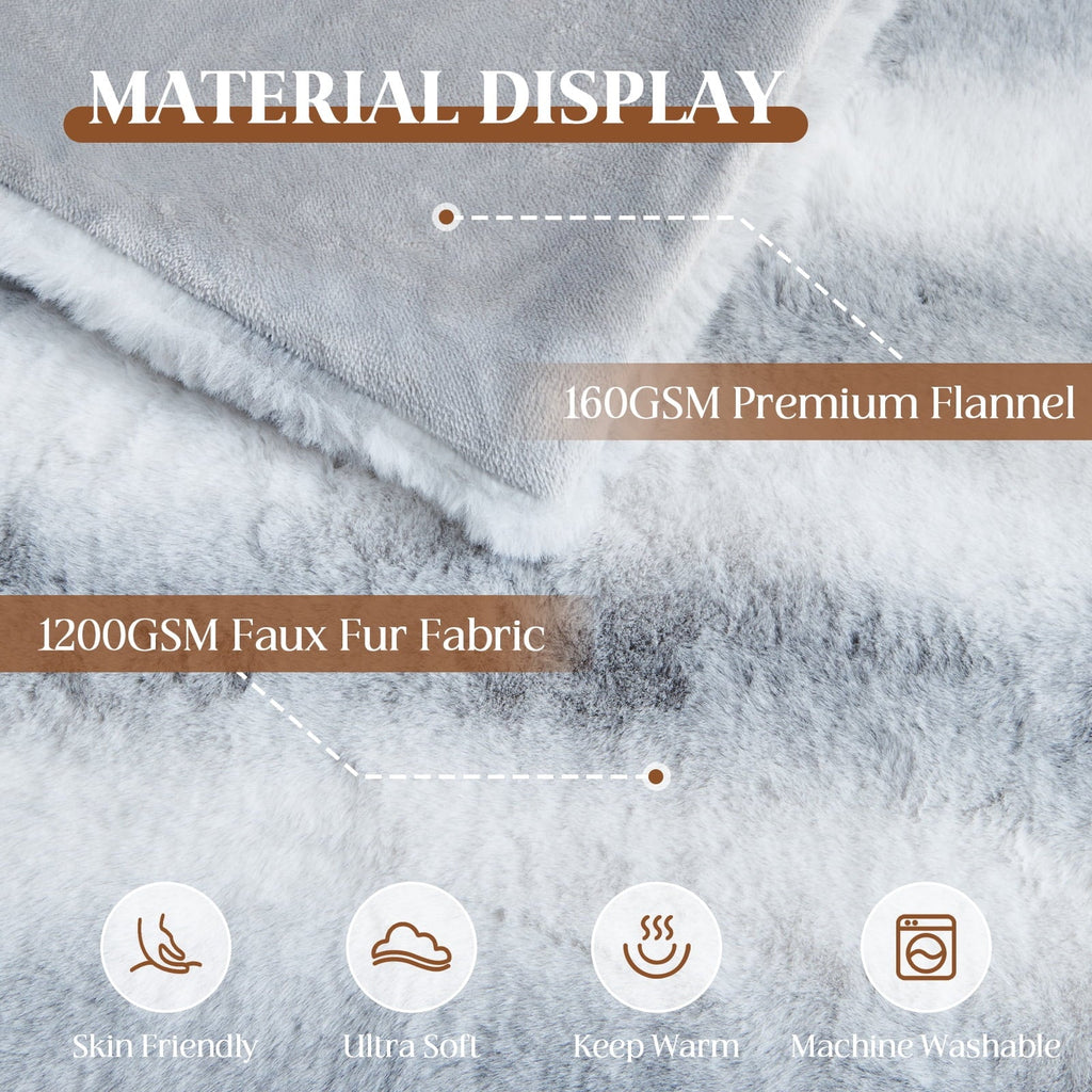 Super Soft Flannel Luxury Faux Fur Throw Blanket for Bed Super Thick Warm Fuzzy Blankets for Bedroom Living Room, 60" x 80", White - Lightweight Plush Warm Blanket for All Seasons Detail