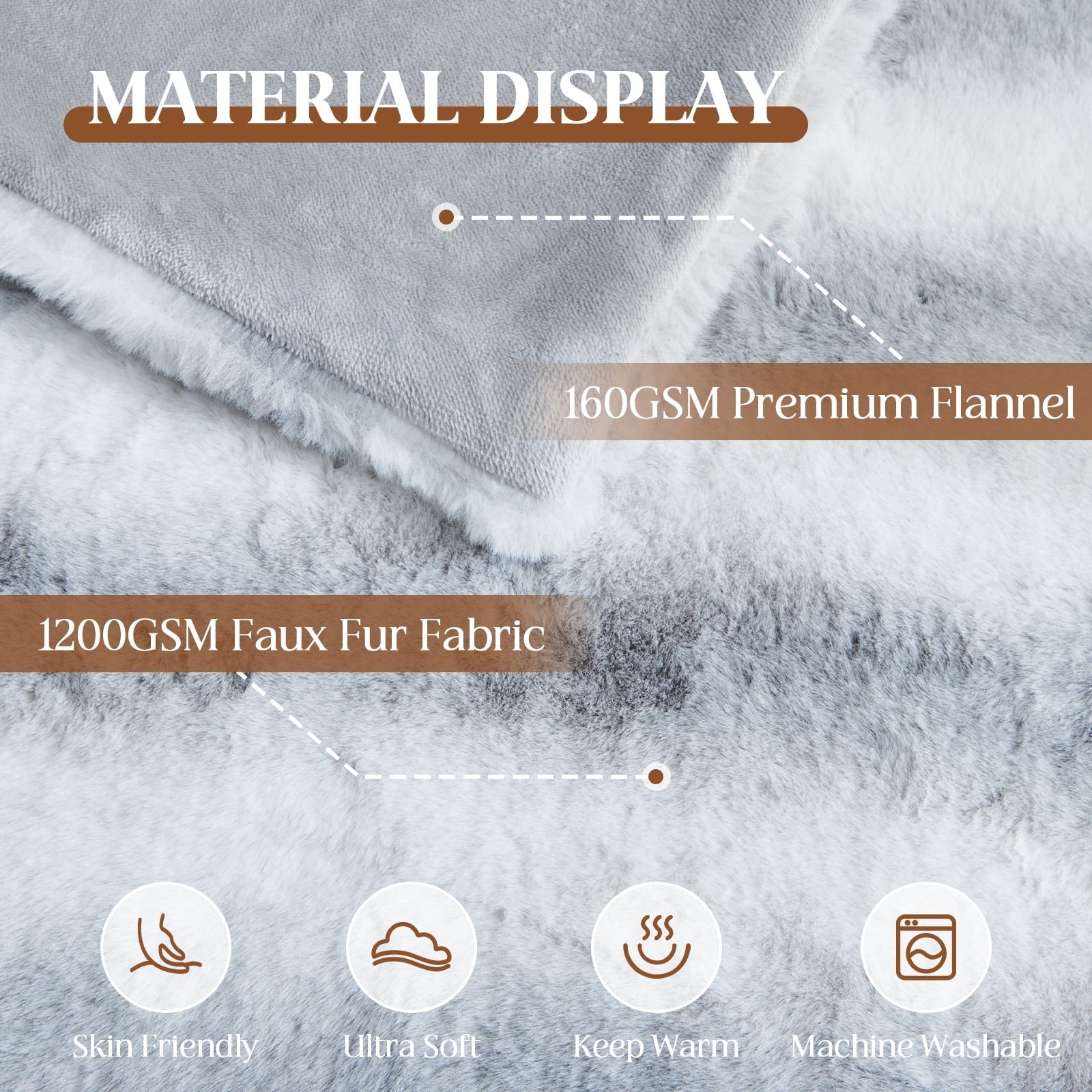 Super Soft Flannel Luxury Faux Fur Throw Blanket for Bed Super Thick Warm Fuzzy Blankets for Bedroom Living Room, 60" x 80", White - Lightweight Plush Warm Blanket for All Seasons Detail