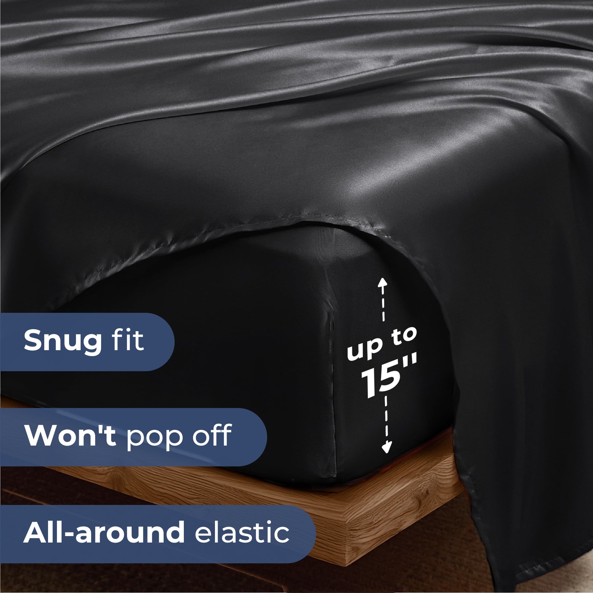 Premium Egyptian Cotton Set, Queen, Silky Bed s, 4 Pieces,Black - Premium Ultra-Soft Pillowcase Pair for Sleeping Detail