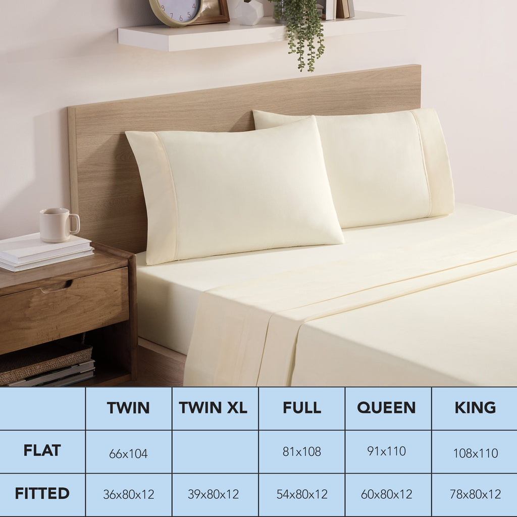 Ultra-Soft Brushed Microfiber Fitted Sheets - Bedding Essentials - Full - (6 Pack) Ivory - Cooling Hotel Quality Bedding Sheets and Pillowcases Detail