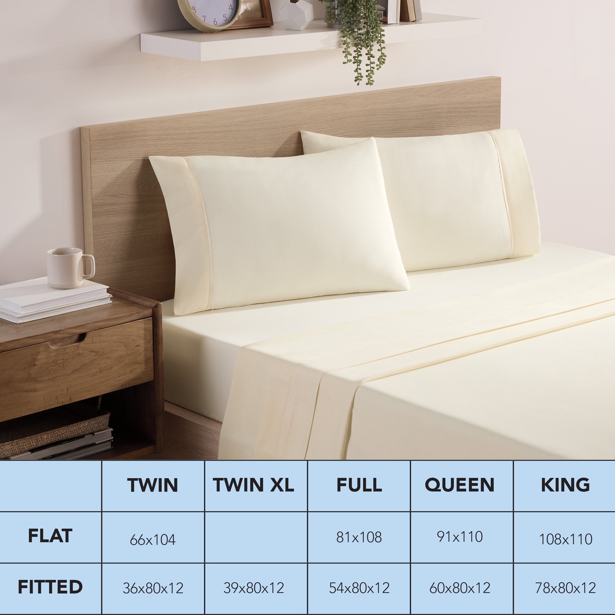 Ultra-Soft Brushed Microfiber Fitted Sheets - Bedding Essentials - Full - (6 Pack) Ivory - Cooling Hotel Quality Bedding Sheets and Pillowcases Detail