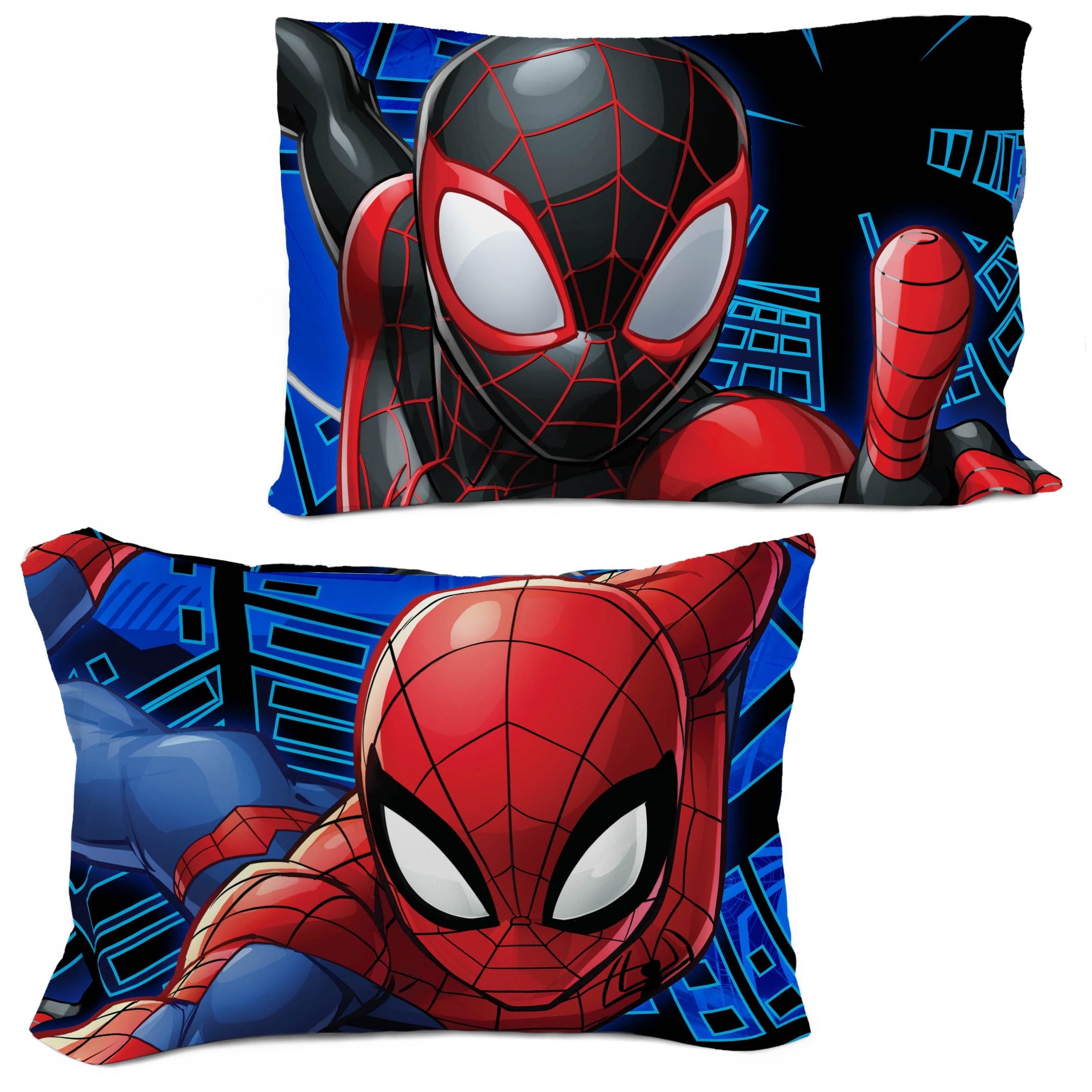 All-Season Spiderman Techno City Kids 2 Piece Blue Reversible Comforter and Pillowcase Set, Twin/Full - All-Season Down Alternative Comforter Insert Detail