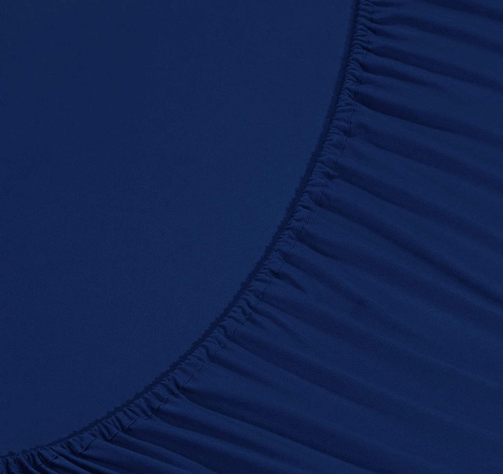 Ultra-Soft 4-Piece Microfiber Bed Sheet Set, Soft & Breathable, Wrinkle & Fade Resistant, Deep Pocket, Queen, Navy Blue - Cooling Hotel Quality Bedding Sheets and Pillowcases Detail