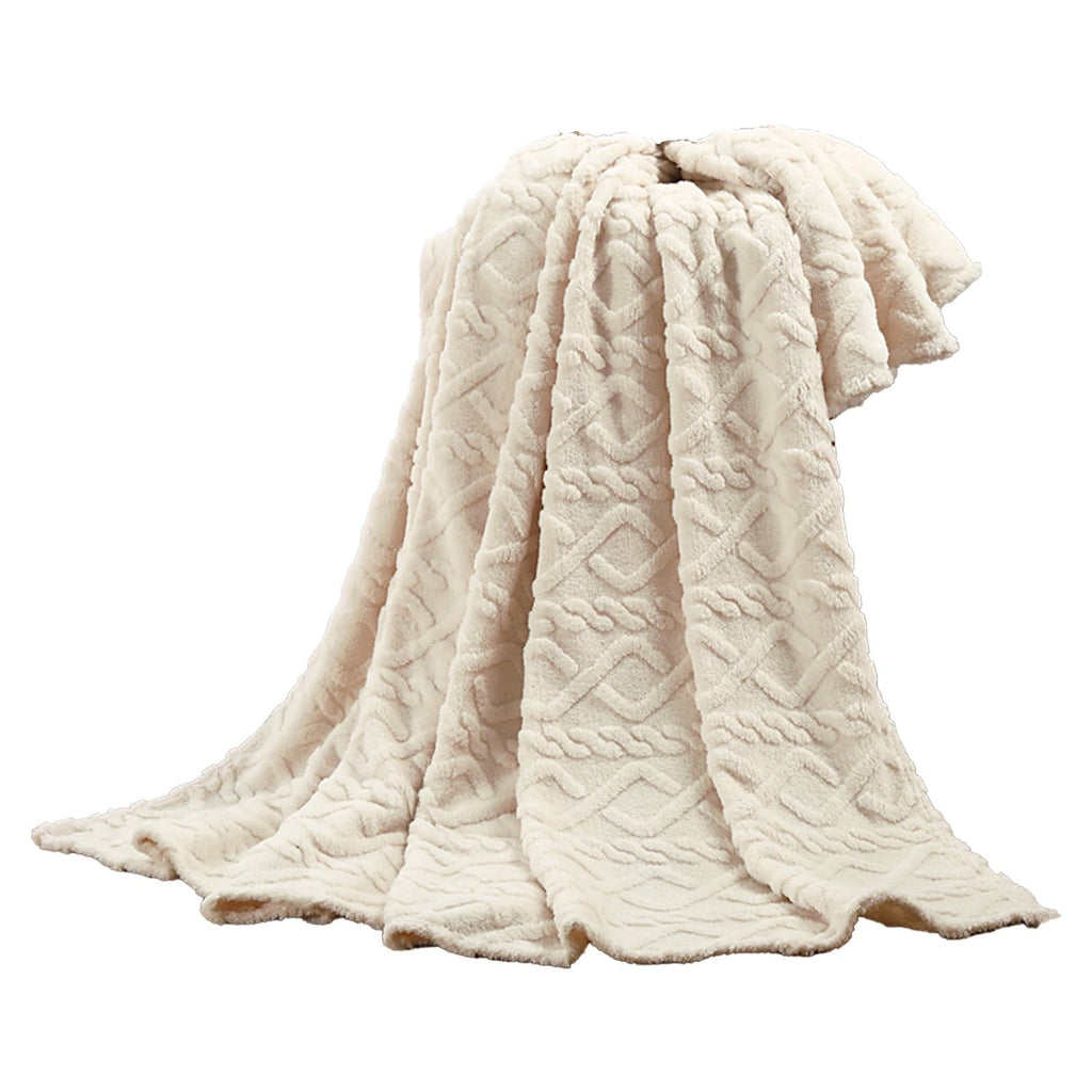Decorative Knitted Clearance Under $5 Throw Blanket, Super Soft Warm Solid Color Thicken Flannel Blankets, Microfiber Machine Washable f... - Luxury Knitted Decorative Throw Blanket with Fringes Detail