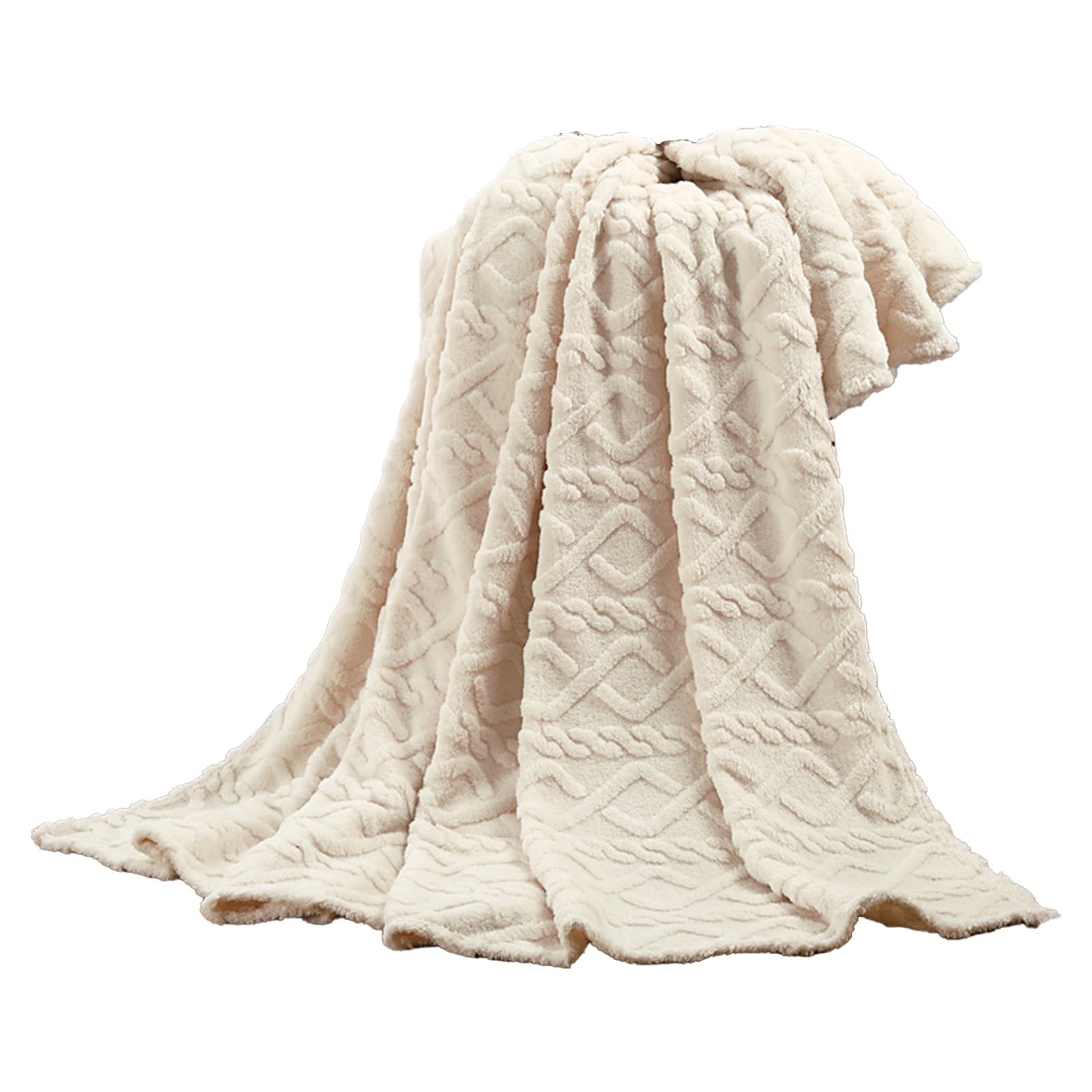 Decorative Knitted Clearance Under $5 Throw Blanket, Super Soft Warm Solid Color Thicken Flannel Blankets, Microfiber Machine Washable f... - Luxury Knitted Decorative Throw Blanket with Fringes Detail