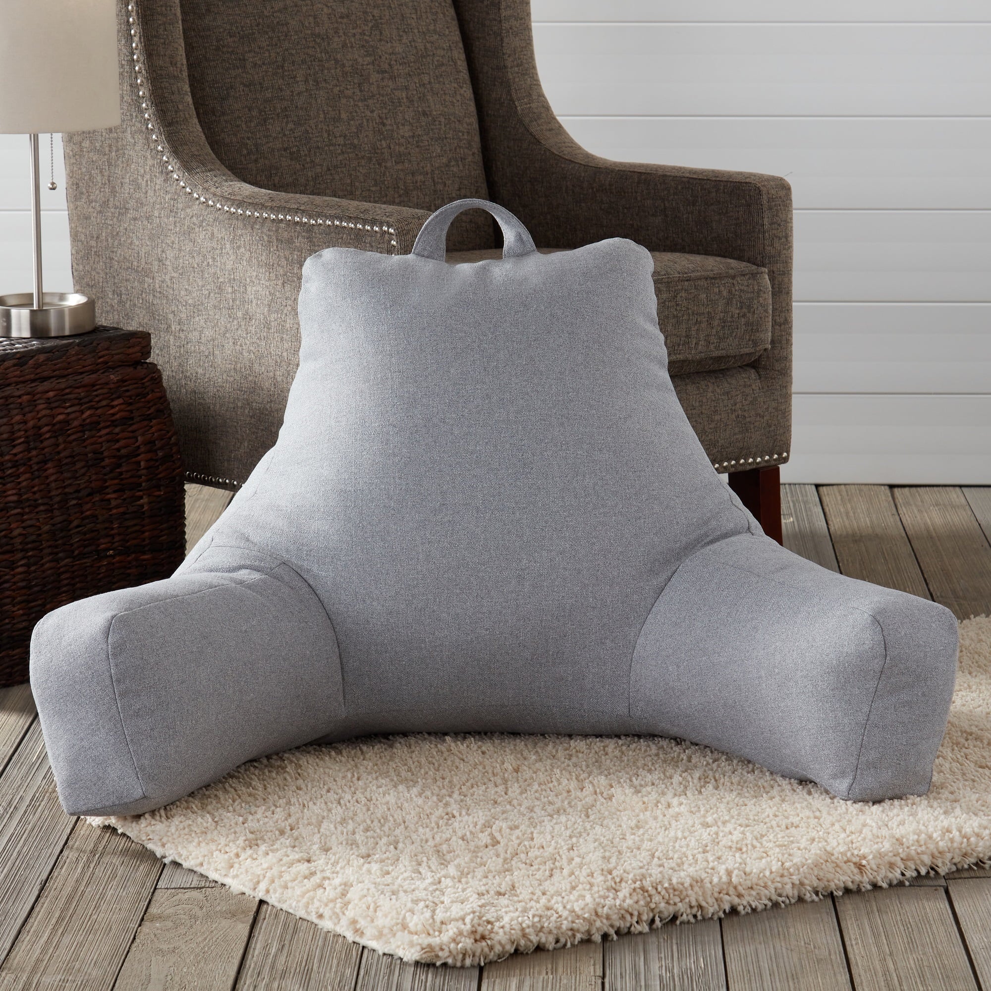 Orthopedic Support Jumbo Cement Gray Polyester Bed Rest Pillow - Hotel Quality Plush Sleeping Pillows Detail