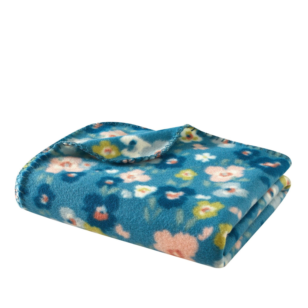 Decorative Knitted Cozy Fleece Throw Blanket Delightful Floral 50" x 60", All Ages - Super Soft Reversible Sherpa Flannel Blanket Detail