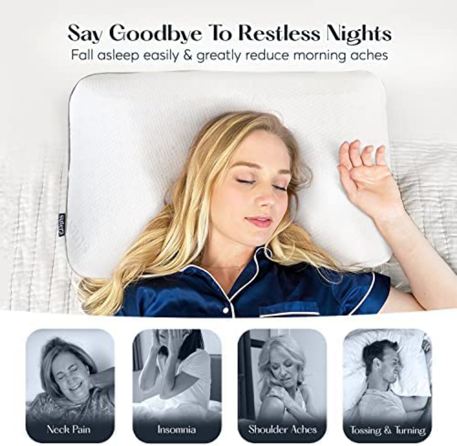 Ergonomic Memory Foam Plush Zen Bed Pillow, Lavender Scented Cooling Adaptive Memory Foam Queen - Ergonomic Memory Foam Pillow for Neck Pain Support Detail
