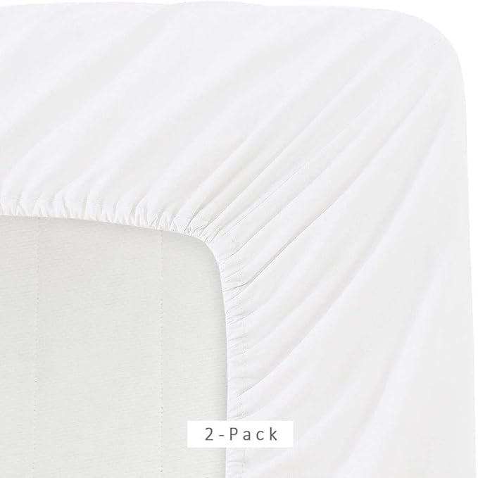 Cooling Sateen Jersey Knit Microfiber 2 Twin XL Fitted Bottom Bed Sheets (2-Pack) 1800 Ultra Soft - Hypoallergenic - 15" Deep Pocket... - Premium Ultra-Soft Pillowcase Pair for Sleeping Detail