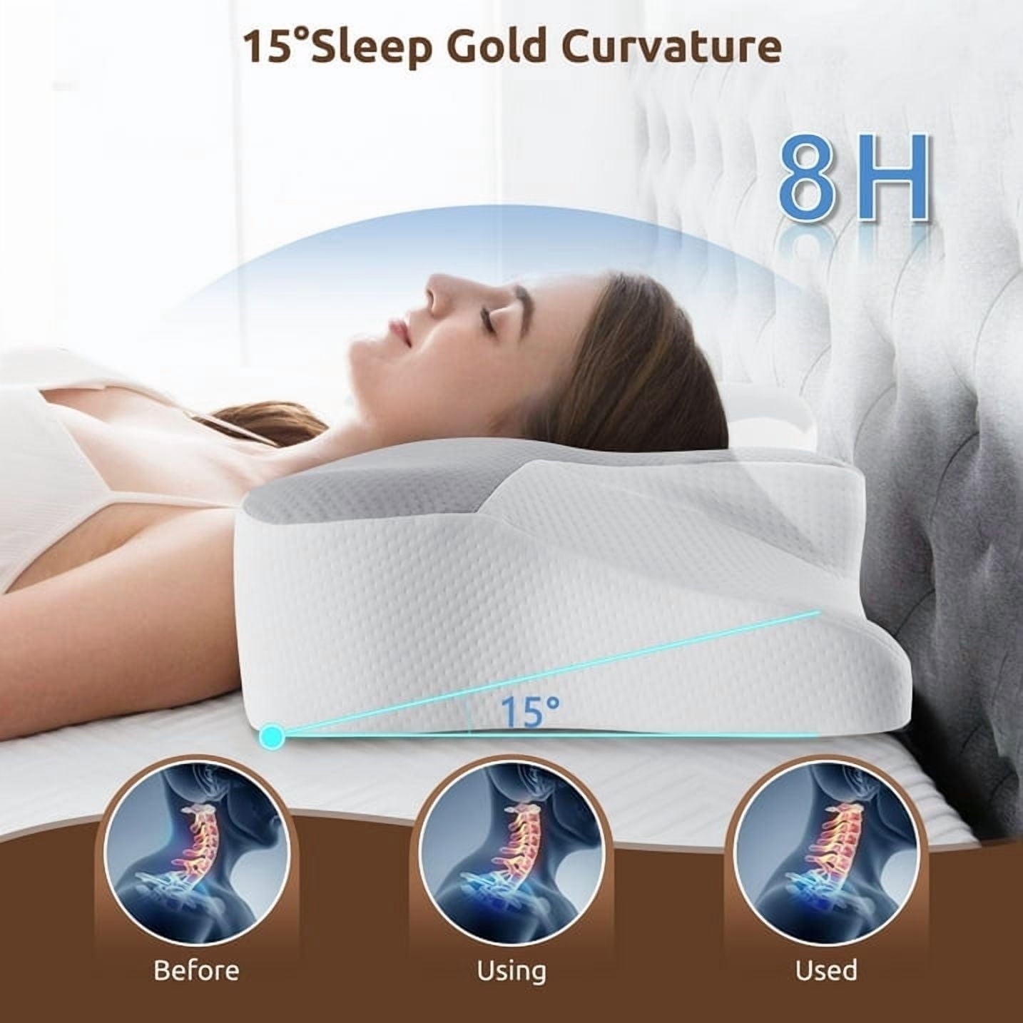 Hotel Collection Cervical Pillow for Sleeping Memory Foam Neck Pain Relief Contour Orthopedic Ergonomic Pillows for Women Side Sleeper... - Decorative Throw Pillow Cushion for Sofa & Bed Detail