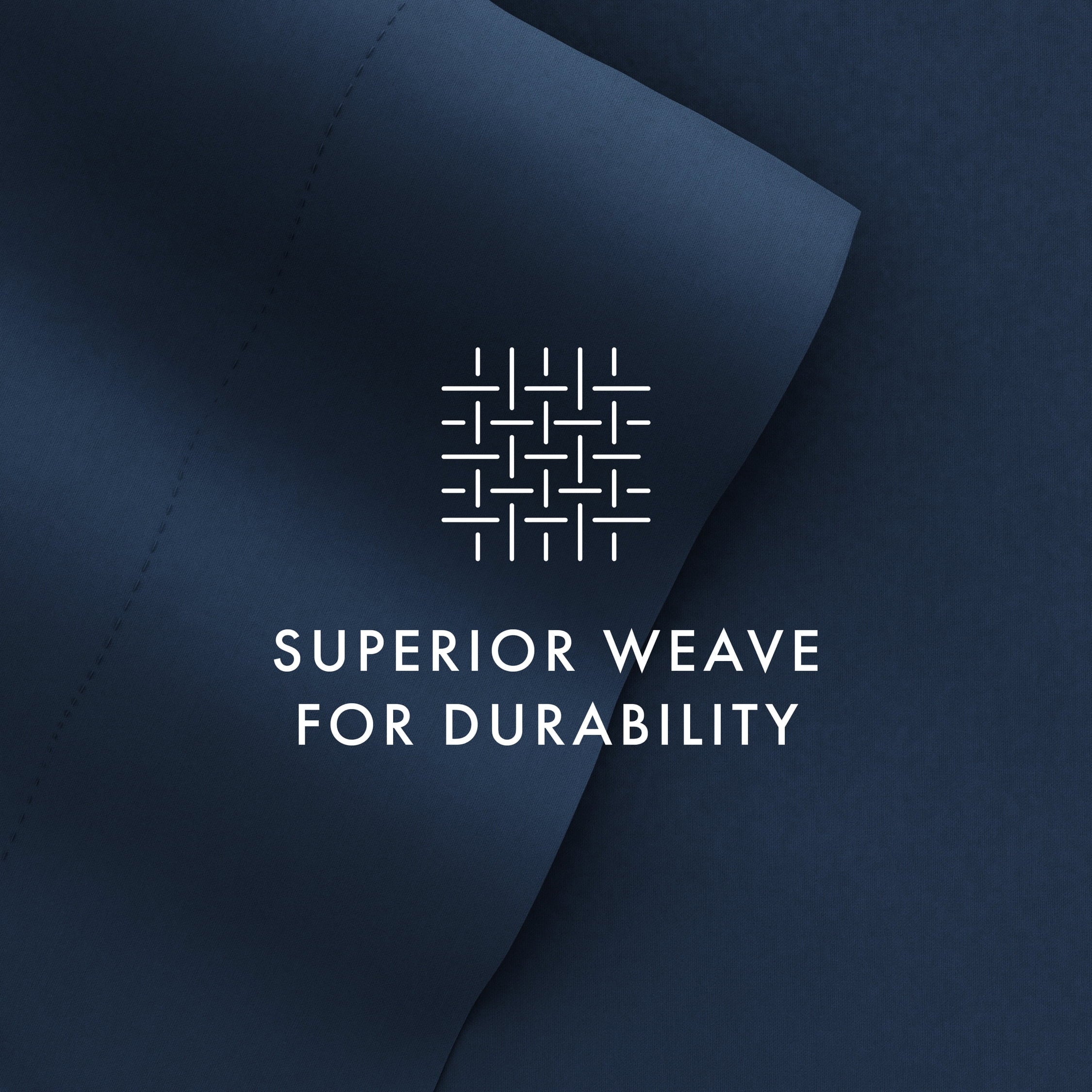 Cooling Sateen 4 Piece Solid Microfiber Bed Sheet Set, Navy, Queen - Breathable Egyptian Cotton Flat & Fitted Sheets Detail