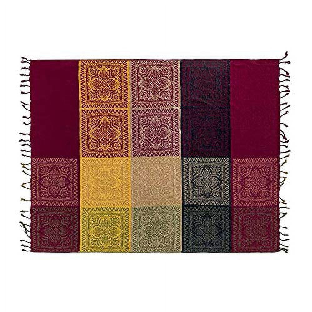 Reversible Sherpa 75x60 Inch Machine Wash Boho Tribal Throws Blankets Colorful Bohemian Hippie Chenille Throw Covers Couch Furniture So... - Lightweight Plush Warm Blanket for All Seasons Detail