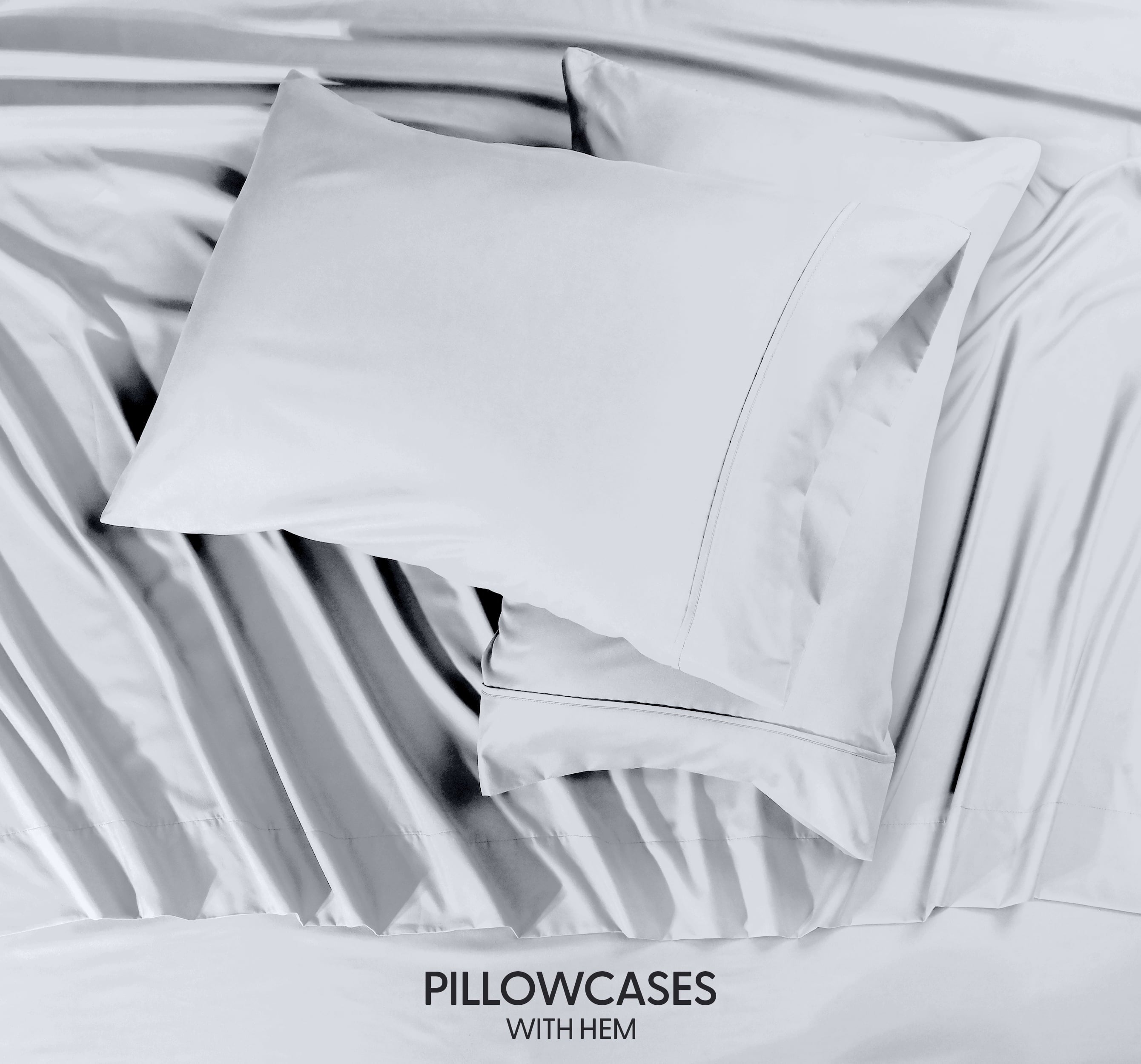 Premium Egyptian Cotton Queen Size Bed Sheet Set in Bright White – 4 Piece Microfiber Sheets, Ultra-Soft, Deep Pocket, Wrinkle-Resistant, Eas... - Cooling Hotel Quality Bedding Sheets and Pillowcases Detail