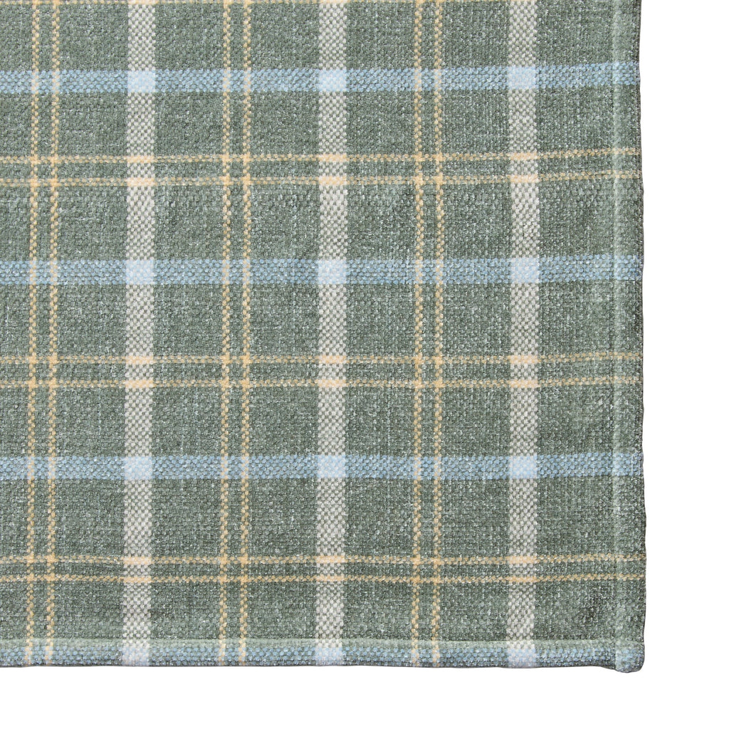 Reversible Sherpa Woven Chenille Plaid Throw Blanket, Green River , 50x72 Inches - Super Soft Reversible Sherpa Flannel Blanket Detail