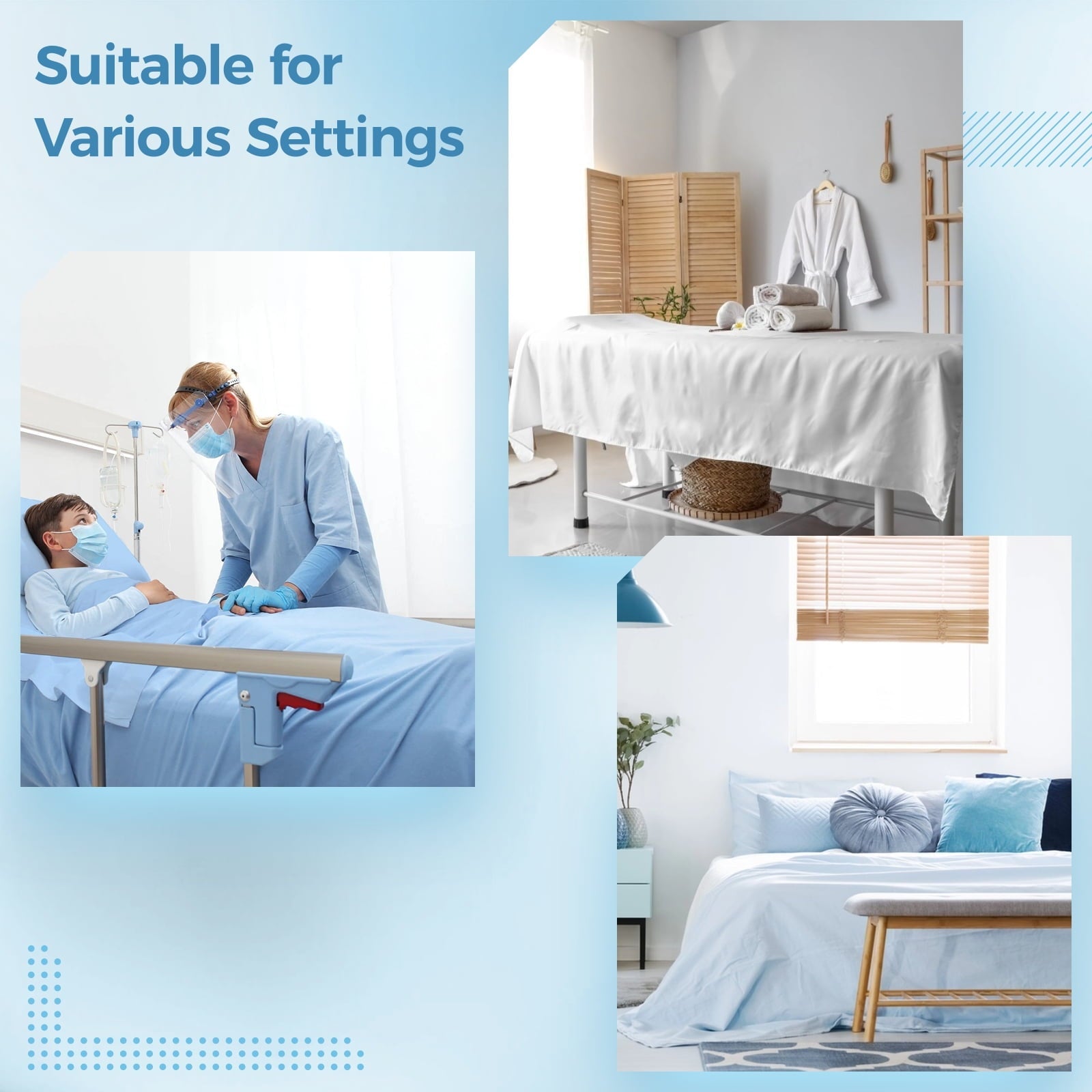 Breathable Luxury 6 Pcs Hospital Bed Sheets Set, Includes 2 Fitted Sheet 84x36x14", 2 Flat Sheets 104x59", 2 Pillowcases 19x29", Soft B... - Cooling Hotel Quality Bedding Sheets and Pillowcases Detail