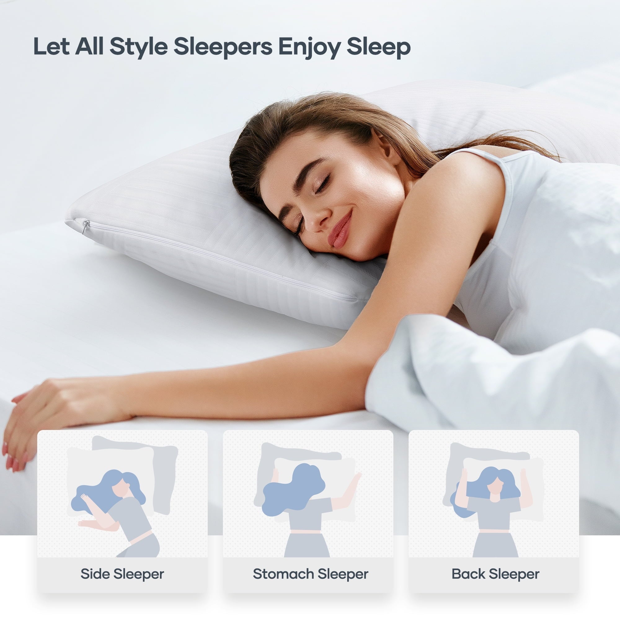 Ergonomic Memory Foam Shredded Memory Foam Pillow 2 Pack Pillow for Bed, Side, Back and Stomach Sleepers, CertiPUR-US Certified 28"x20" - Ergonomic Memory Foam Pillow for Neck Pain Support Detail