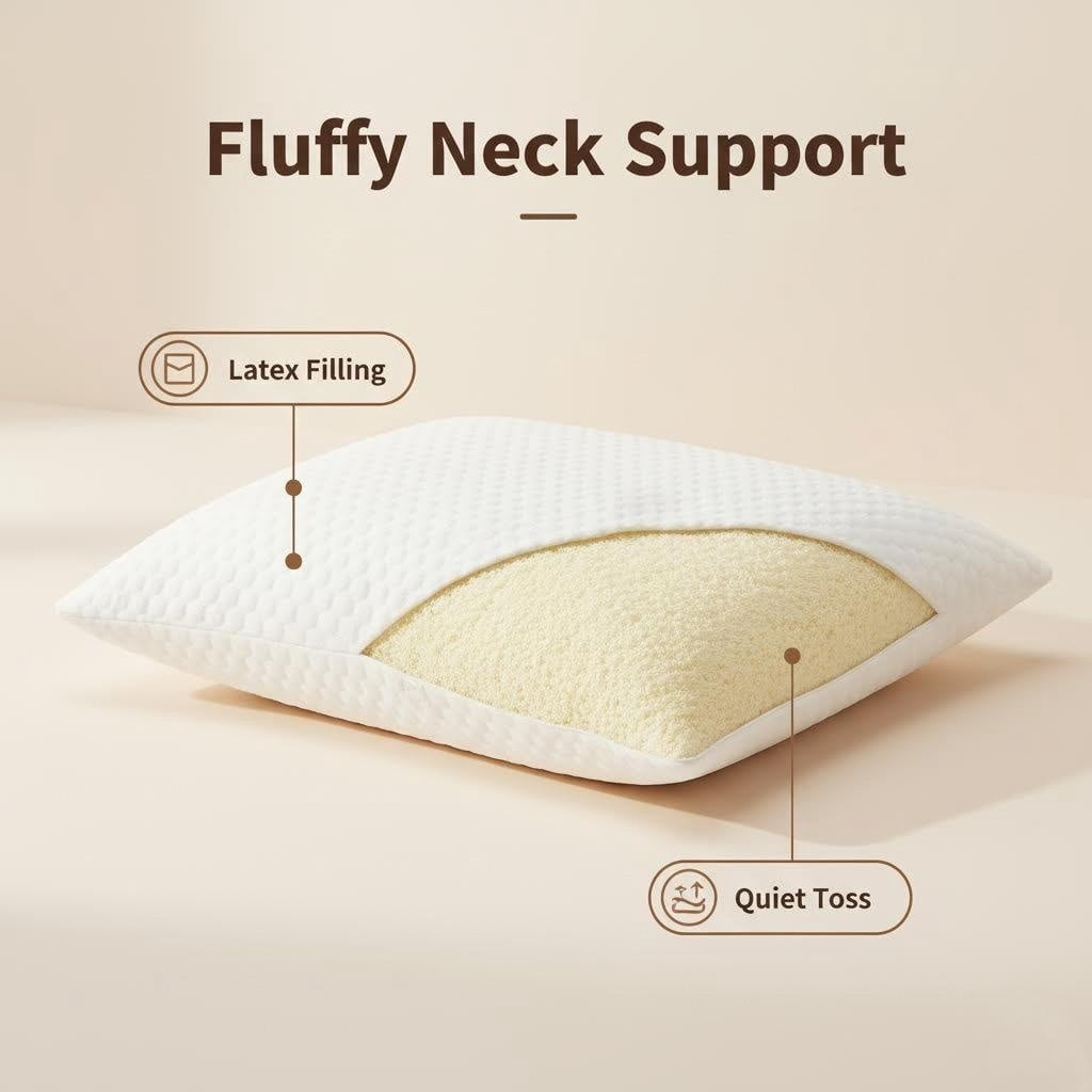 Fluffy Shredded Queen Size Latex Pillow (2 Pack) Shredded Natural Latex Cooling Bed Pillows for Side & Back Sleepers, Medium Firm Sup... - Orthopedic Shredded Foam Bed Pillow Set Detail