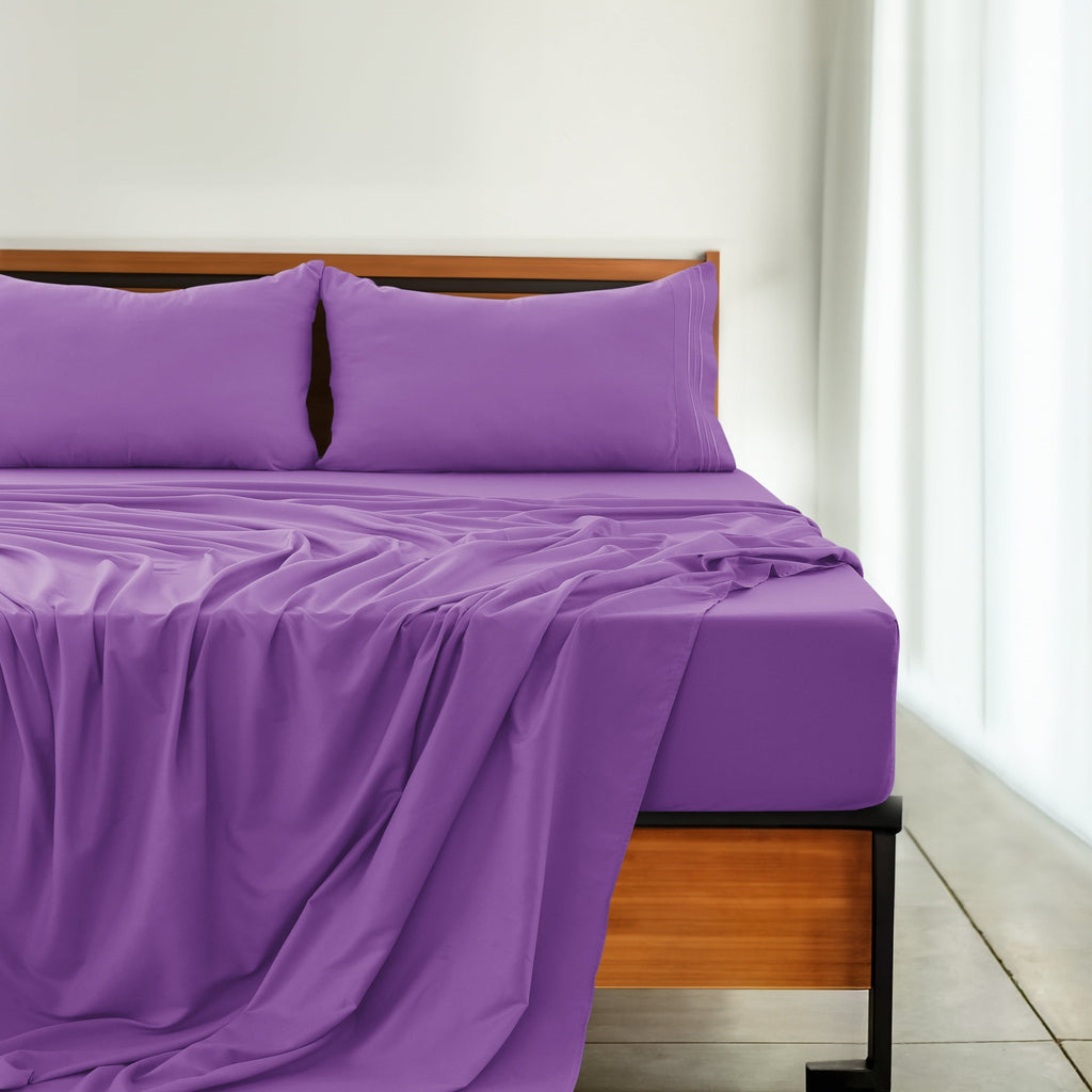 Wrinkle-Resistant Queen Size Sheets Set Brushed Microfiber High GSM, 4 Piece Sheet Set Upto 16 Inches Deep Pocket Bedding Sheets & Pillow - Luxury Bed Sheet Set with Deep Pockets Detail