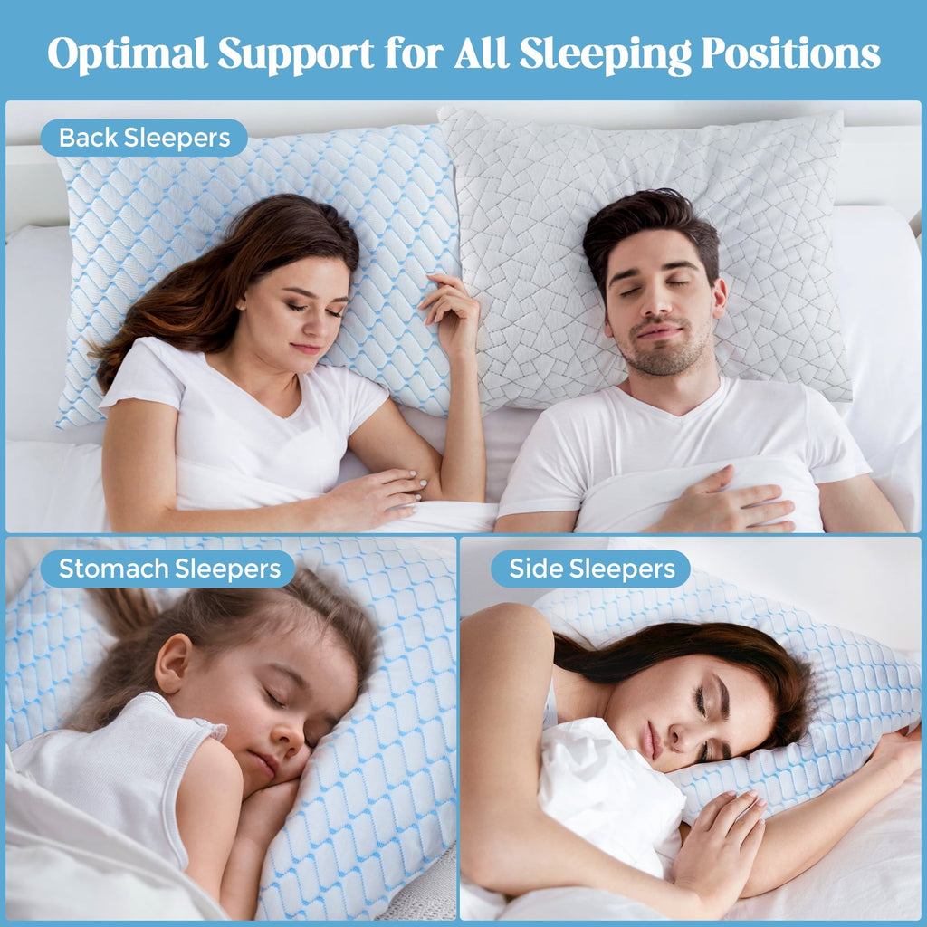 Orthopedic Support Shredded Memory Foam Pillows Standard Size Set of 2, Regulating Reversible Cooling Pillow Bed Pillow for Bed, Adjusta... - Decorative Throw Pillow Cushion for Sofa & Bed Detail