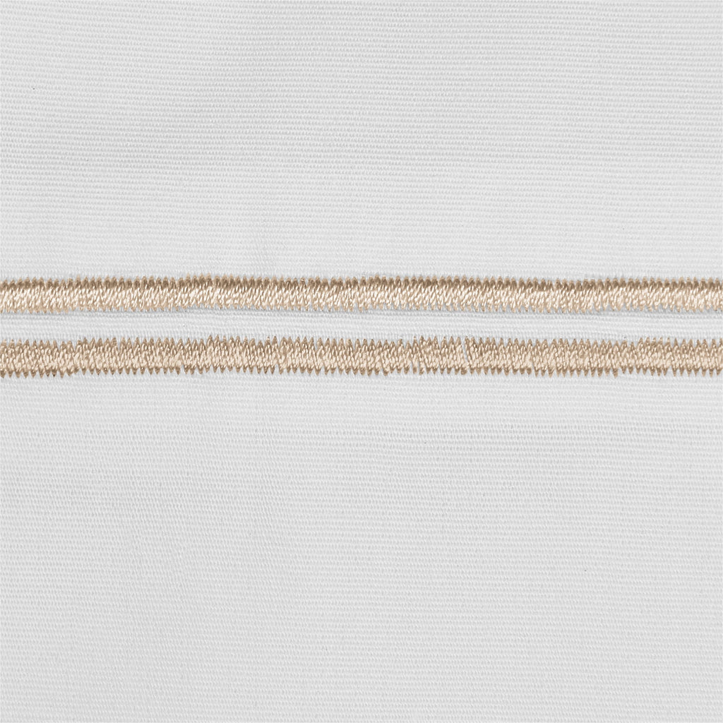 Premium Egyptian Cotton 4-Piece 300 Thread Count White Pima Cotton Bed Sheet Set with Tan Hem, Full , Adult/Teen - Luxury Bed Sheet Set with Deep Pockets Detail