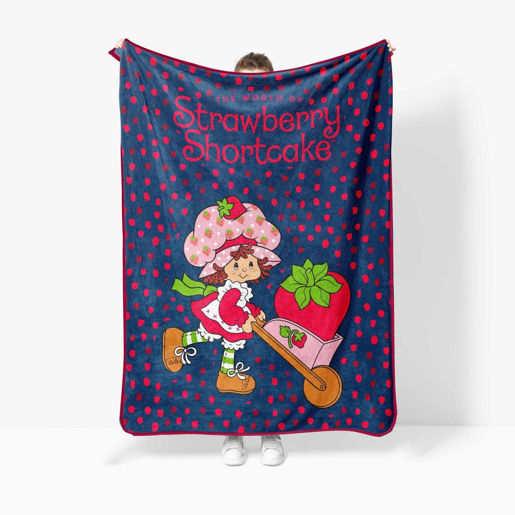 Super Soft Flannel Strawberry Shortcake Berry Meadows 46" x 60" Coral Fleece Throw Blanket, Kids, Polyester, Navy - Cozy Fleece Throw Blanket for Couch & Bed - Default Title
