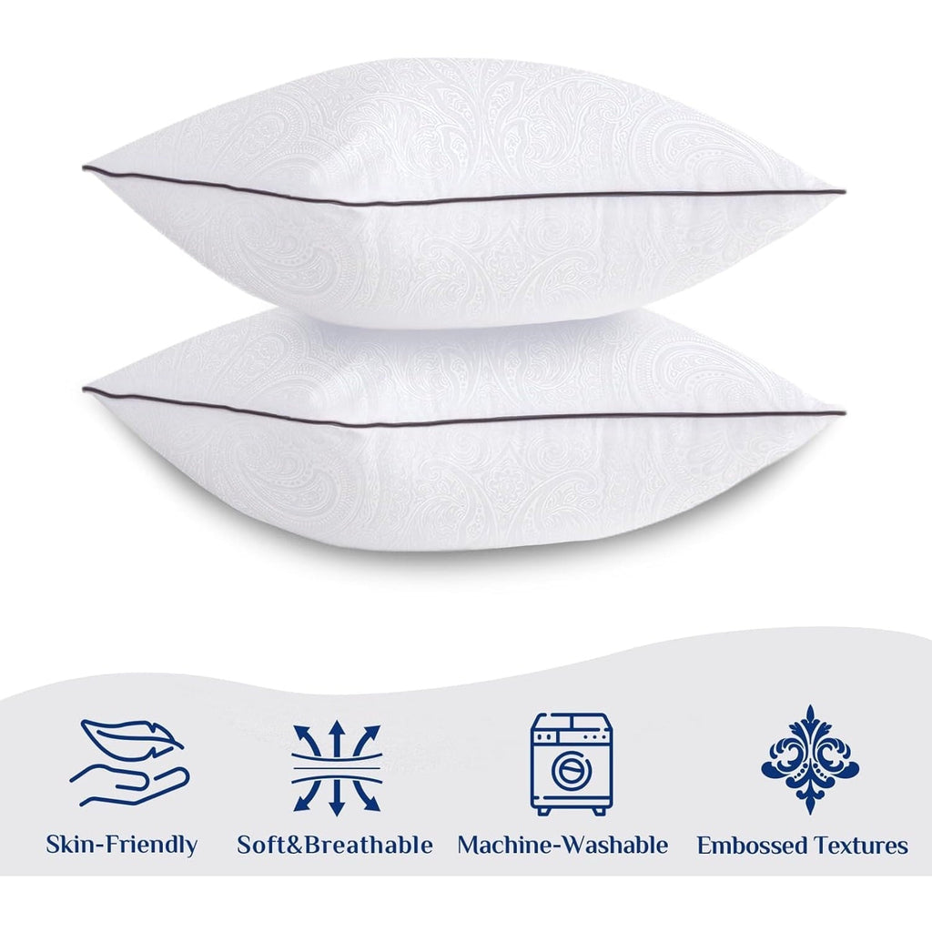 Hotel Collection for Sleeping, Soft and Supportive Throw for Couch, Bed and Sofa, Down Alternative Pillow, 26x26 Inches - Hotel Quality Plush Sleeping Pillows Detail