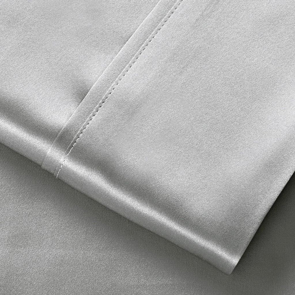 Ultra-Soft Luxury Satin Sheets Set Full Size Light Gray, 4-Piece Bedding Sets with Deep Pockets - Soft and Smooth Satin Bed Shee... - Luxury Bed Sheet Set with Deep Pockets Detail