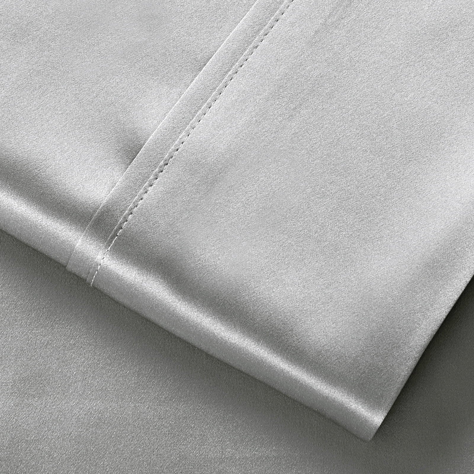 Ultra-Soft Luxury Satin Sheets Set Full Size Light Gray, 4-Piece Bedding Sets with Deep Pockets - Soft and Smooth Satin Bed Shee... - Luxury Bed Sheet Set with Deep Pockets Detail