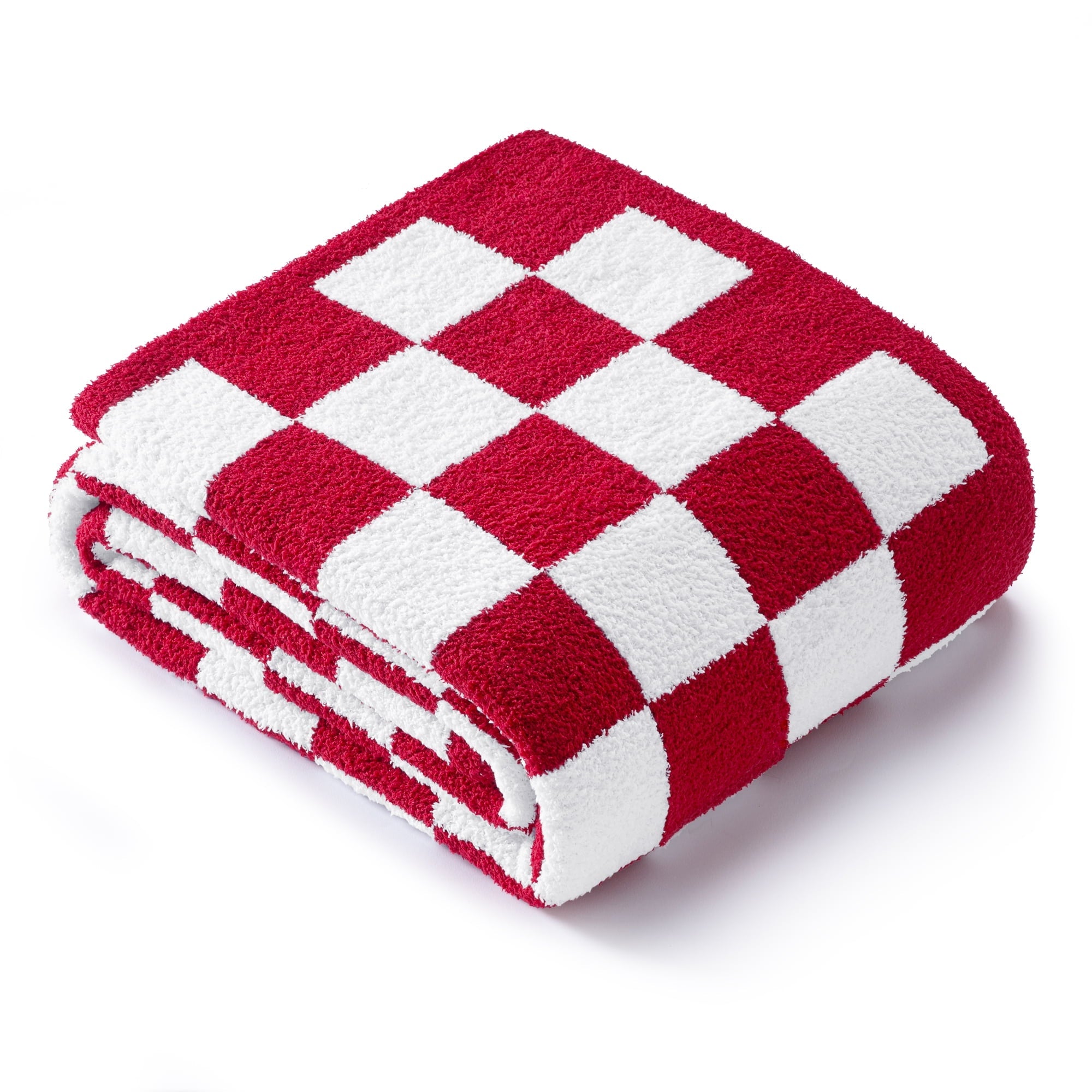 Lightweight Warm Checkered Knit Throw Blanket, Ultra Soft Cozy Fluffy Checkerboard Blankets, Lightweight Fuzzy Plush Throw for Couch a... - Super Soft Reversible Sherpa Flannel Blanket Detail
