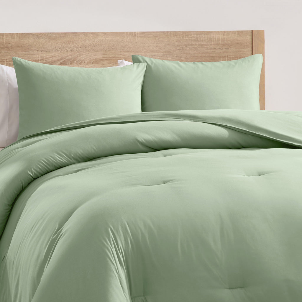 Heavyweight Warmth Comforter Sets, All Season Lightweight Solid Queen Comforter Set, 3-Pc Bedding Sets, Sage Green - Hypoallergenic Ultra-Fluffy Quilt for Winter Detail