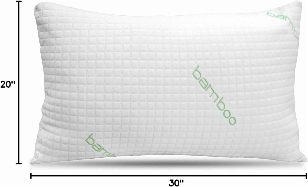 Orthopedic Support Queen Size Bamboo Pillow, Memory Foam Bed Pillows with Washable Pillowcases, Queen - Hotel Quality Plush Sleeping Pillows Detail