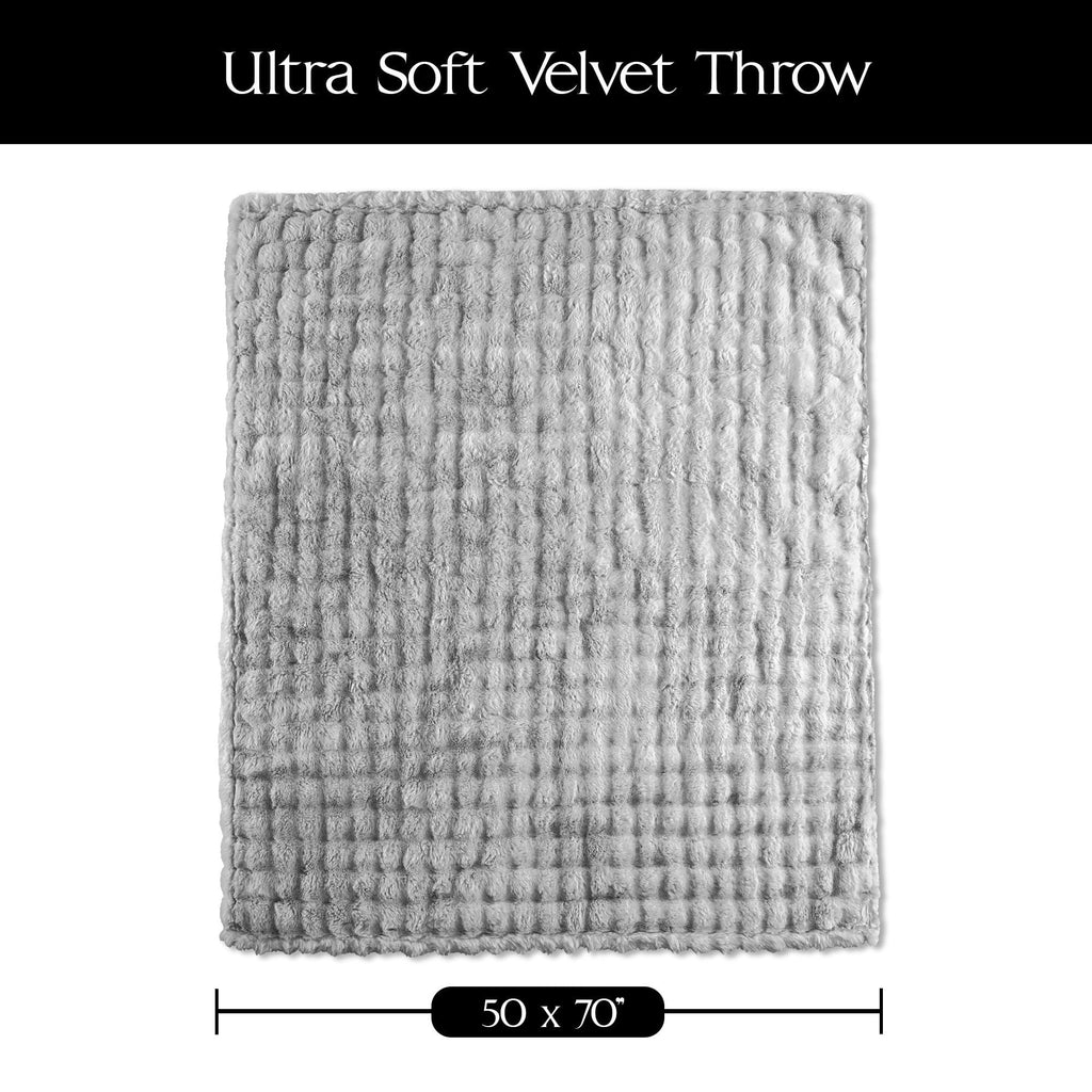 Super Soft Flannel Serenade Gray Textured Faux Fur Throw Blanket, 50 x 70 - Super Soft Reversible Sherpa Flannel Blanket Detail