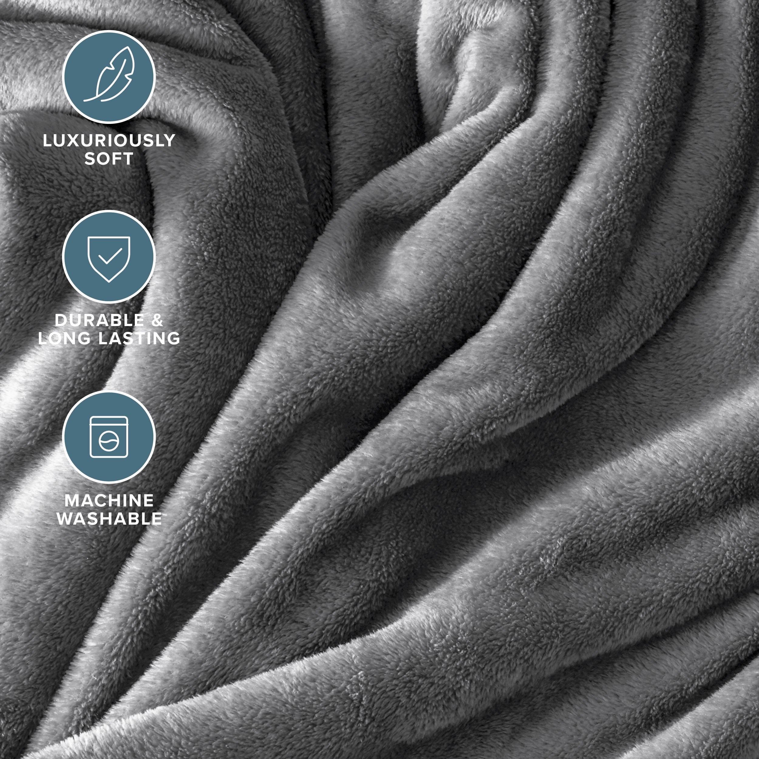 Cozy Fleece Microplush Fleece Blanket - 300 GSM - Fuzzy Microfleece - Soft & Plush - Full/Queen, Gray - Luxury Knitted Decorative Throw Blanket with Fringes Detail