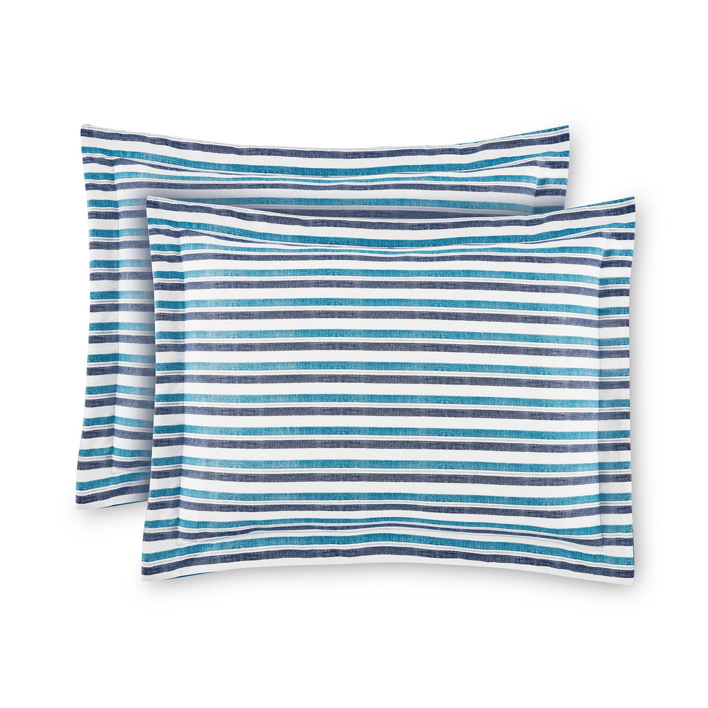 Fluffy Down Alternative All in One Reversible Comforter and Sheet Set- 7 Piece, Queen, Blue Pinstripe - Cloud-Like Soft Lightweight Bed Comforter Detail