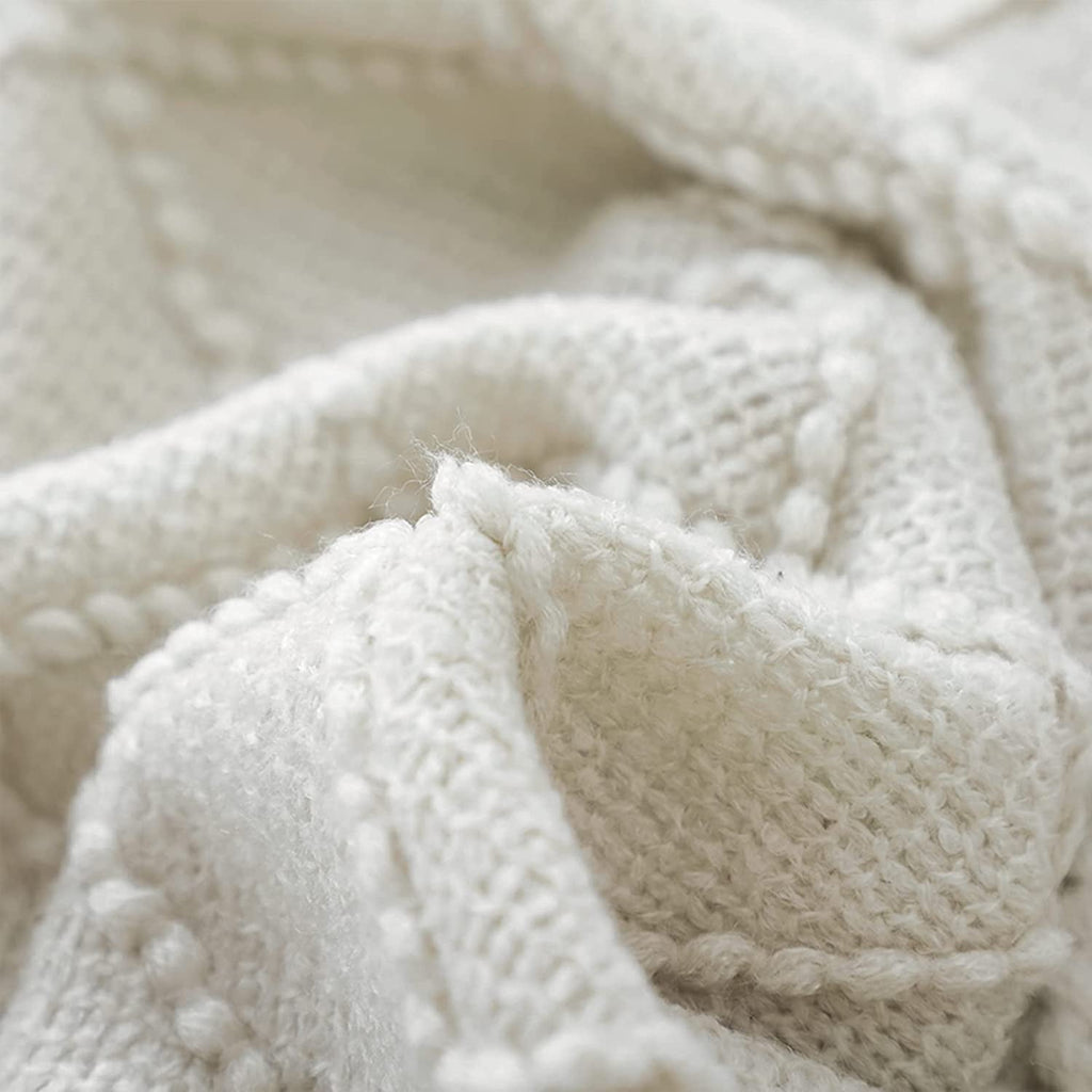 Lightweight Warm Rhombus Beige Throw Blanket, Soft and Lightweight, 50"x 60" - Super Soft Reversible Sherpa Flannel Blanket Detail