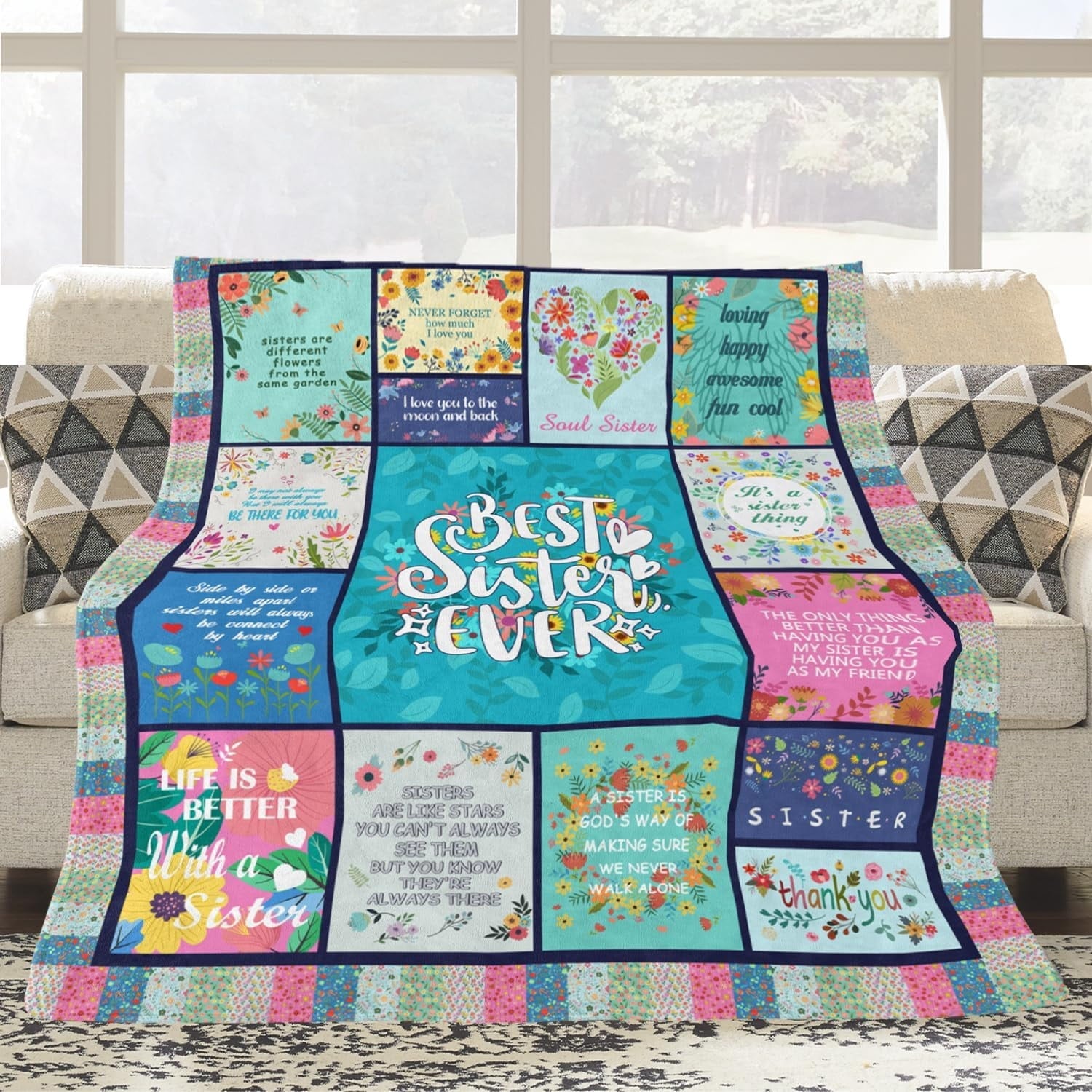 Lightweight Warm Sister Gifts Blanket for Birthday, Mother's Day, Christmas - Big Sister Gift Ideas - Cozy Fleece Throw Blanket for Couch & Bed Detail