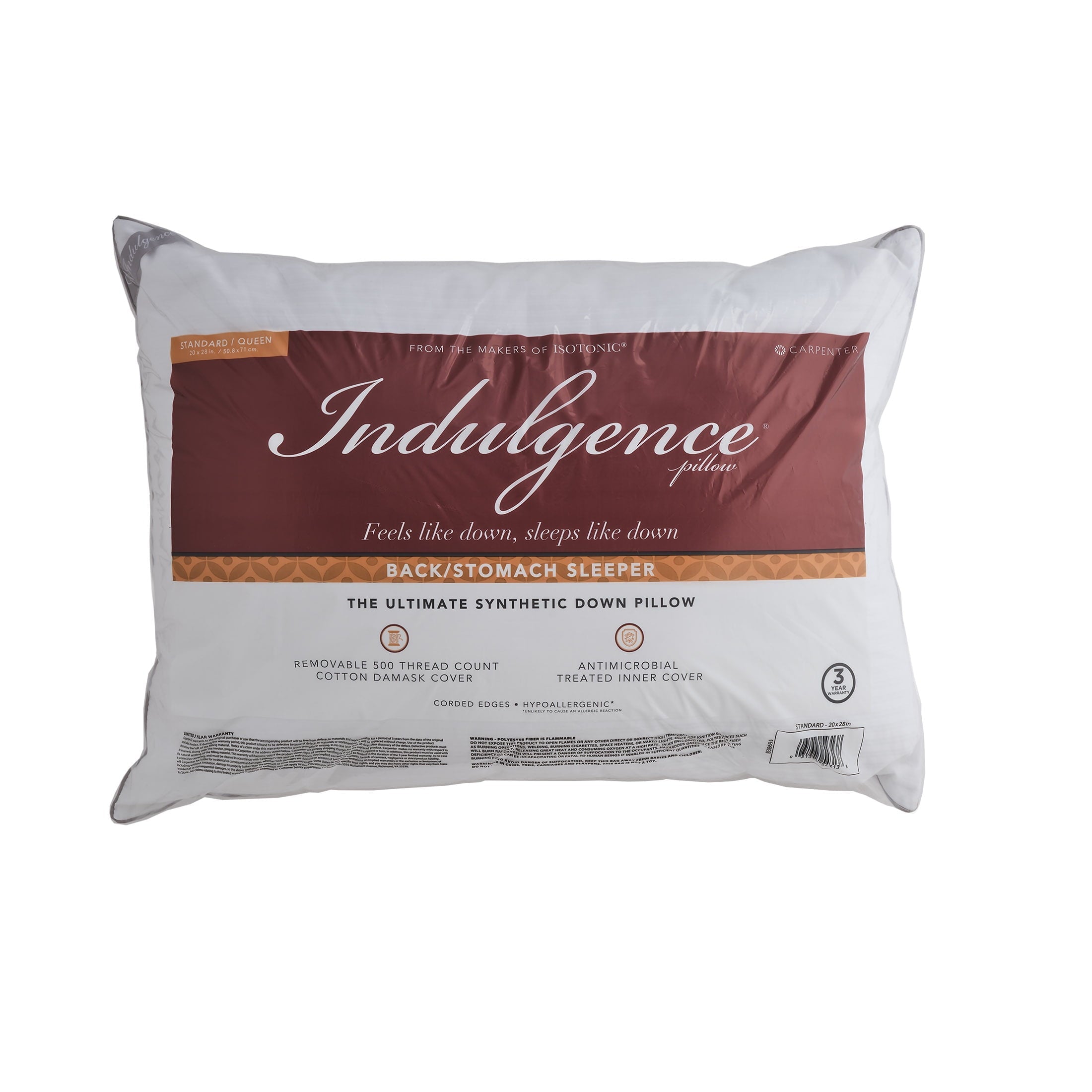 Hotel Collection Down Alternative Bed Pillow, Standard/Queen - Decorative Throw Pillow Cushion for Sofa & Bed Detail
