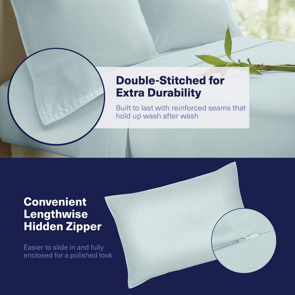 Wrinkle-Resistant Kickoff Viscose Bamboo Sheets Twin Size 3-pc 100% Organic Bamboo Viscose Bed Cooling Sheets Twin Size Set Cool Beddin... - Cooling Hotel Quality Bedding Sheets and Pillowcases Detail