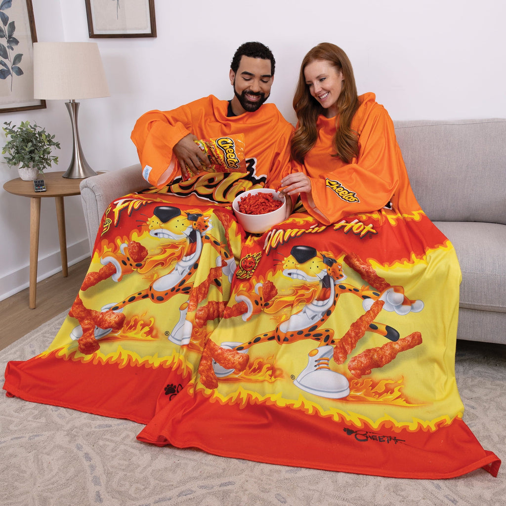 Cozy Fleece Cheetos Flaming Hot Wearable Blanket - Super Soft Reversible Sherpa Flannel Blanket Detail