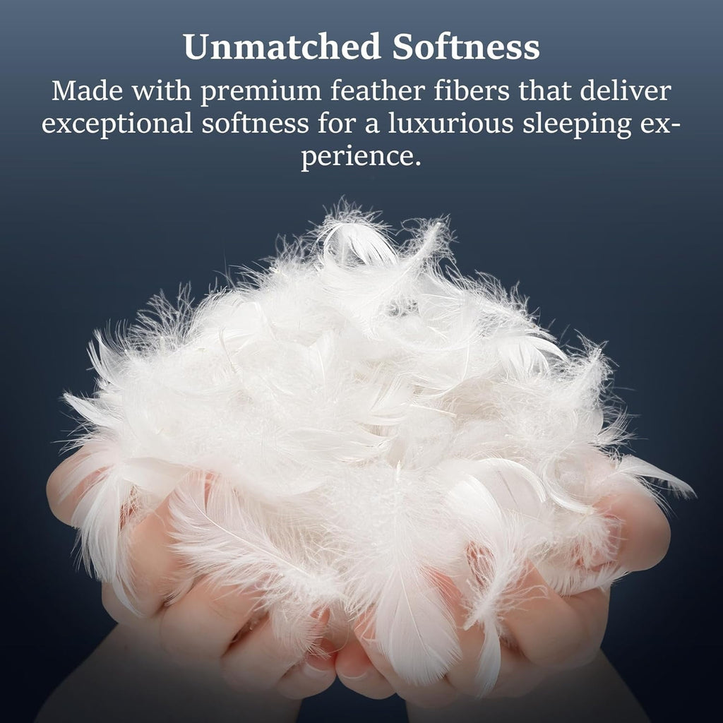 Ergonomic Memory Foam Goose Feather Pillows Queen Size Set of 2, Hotel Down Bed Pillow for Sleeping,Soft 600 TC Cotton Cover - Decorative Throw Pillow Cushion for Sofa & Bed Detail