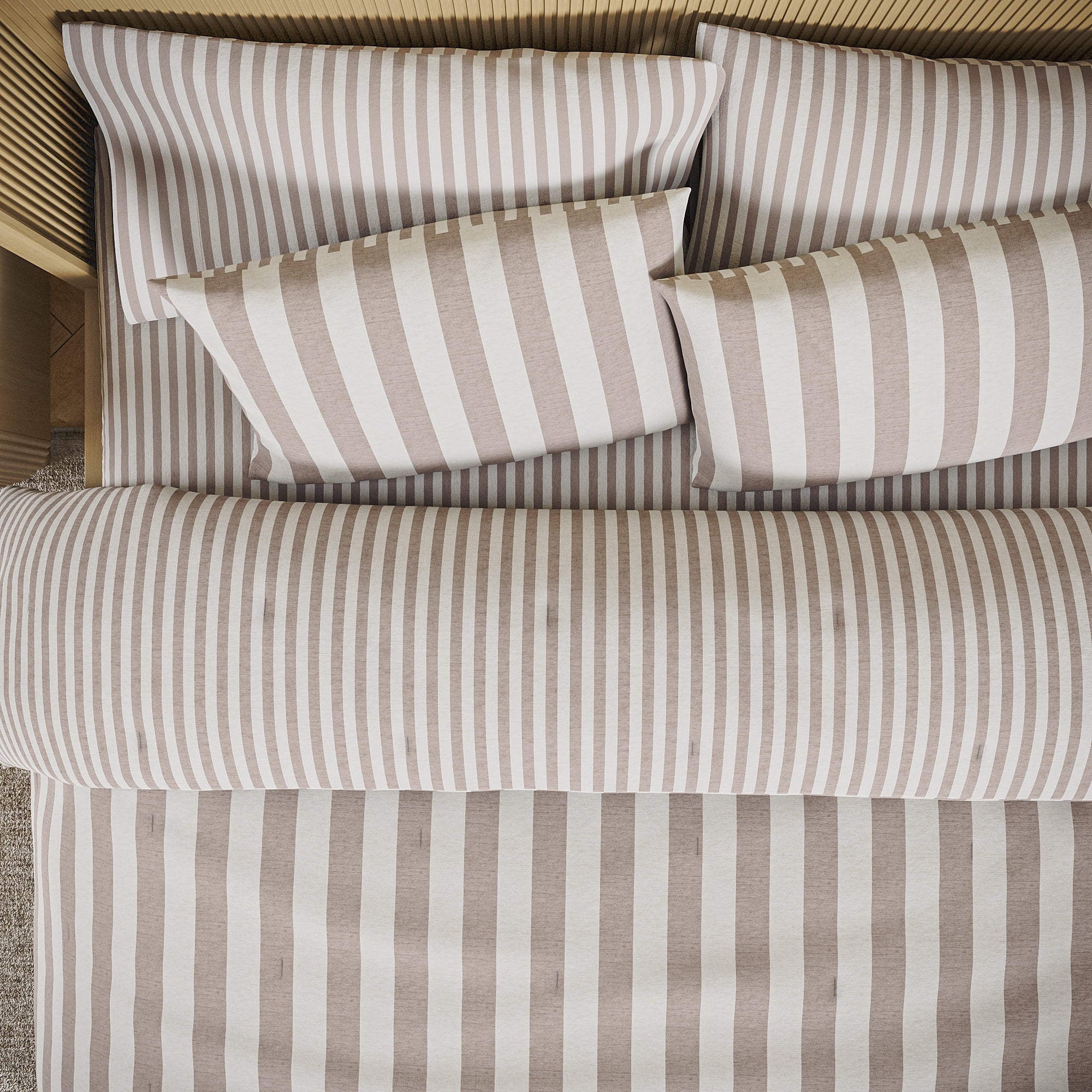 All-Season 100% Cotton Striped 3-Piece Natural Comforter Set, Full/Queen - Hypoallergenic Ultra-Fluffy Quilt for Winter Detail