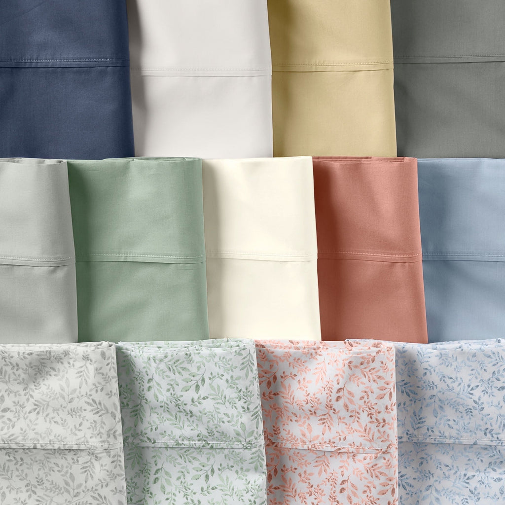 Breathable Luxury Cool & Crisp 4-Piece 300 Thread Count Green River Cotton Percale Sheet Set, Queen - Luxury Bed Sheet Set with Deep Pockets Detail
