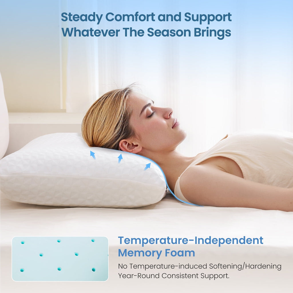 Hotel Collection Gel Memory Foam Pillow for Bed, Adjustable Height Bed Pillow with 0.8" Removable Insert, Ergonomic Neck Support for S... - Ergonomic Memory Foam Pillow for Neck Pain Support Detail